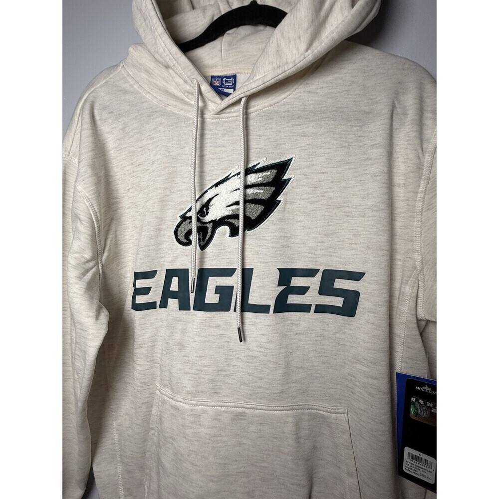 Philadelphia Eagles Hoodie Men’s Med Heather Gray Logo Pullover Sweatshirt NWT - Picture 3 of 11
